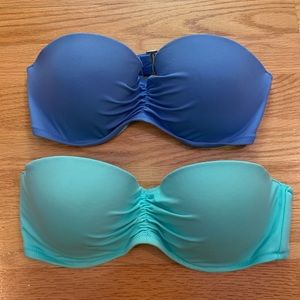 2 VS strapless bathing suit tops